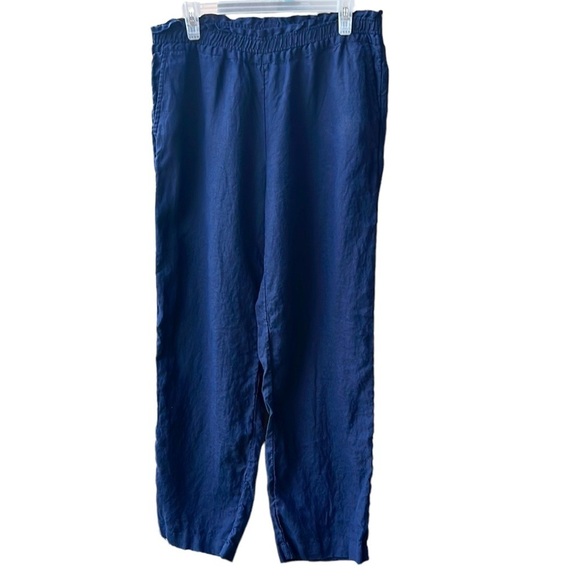 Charter Club Luxury 100% Linen Navy Pullon Pants. Comfy Elastic Waist Like new M - Picture 1 of 8